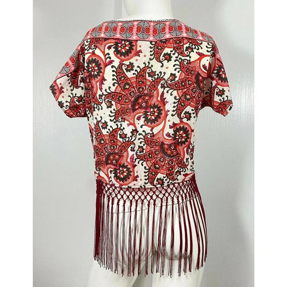 Michael Kors short sleeve boho cropped top shirt - Picture 3 of 6